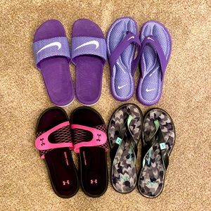 Women’s Athletic Slides and Sandals 4-Pair Bundle